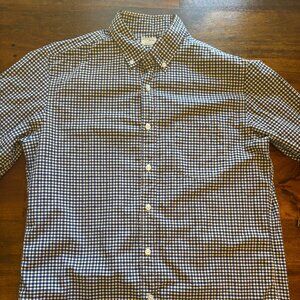 J.Crew Men’s Button-Up Shirt – Size Medium – Navy Blue Small Check – 2-Ply